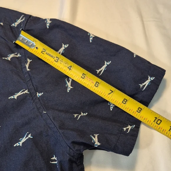 Denim & Flower Short Sleeve XL Airplane Print Blue Casual Button Down Shirt Mens - Picture 7 of 13